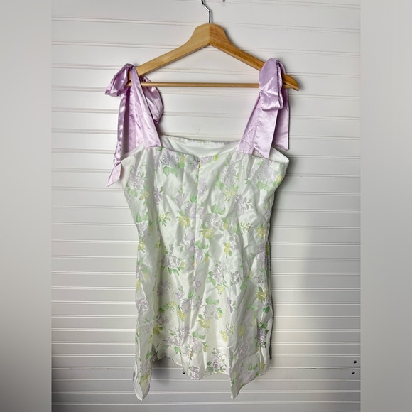 Lulus Sweeten the Day Cream Floral Burnout Tie-Strap Mini Dress - Picture 8 of 9